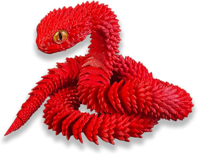 20.2 Inch 3D Printed Snake Toys,3D Printed Animals,3D Printed Toys,3-D Print Articulated Viper Collectible for Home Office Executive Desk Decoration (Red)
