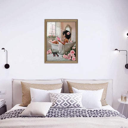 African American Jigsaw Puzzles 500 Pieces for Adults, Bath Time Reading Scene, Black Woman Wooden Puzzle for Stress Relief, Challenging Brain Teaser & Home Decor