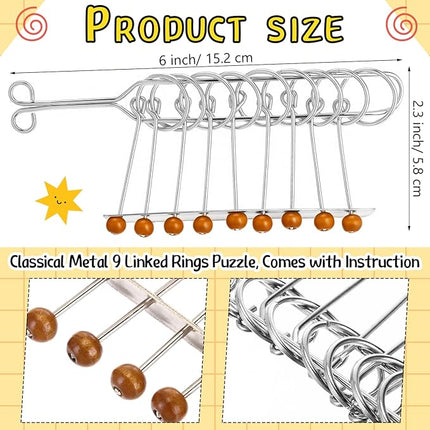 Yilloog Metal Wire Puzzle Set of 8 with Pouch, Brain Teaser Puzzles IQ Test Ring Disentanglement Unlock Interlock Game Trick Metal for Party Favor Challenge (E Style)