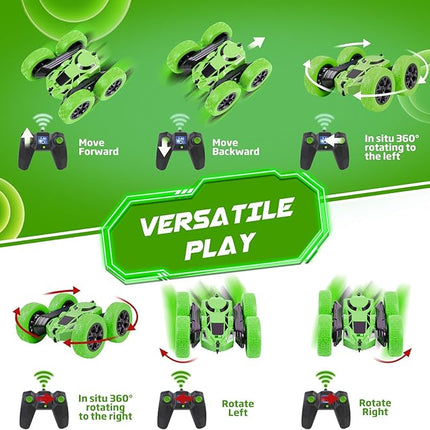 Remote Control Car, RC Cars Toys for Kids Ages 6-12, 2.4GHz RC Stunt Truck with 360° Double-Sided Flips, 4WD Off-Road Racing, Christmas Birthday Gifts for 3 4 5 6 7 5-7 6-8 8-10 Year Old Boys Girls