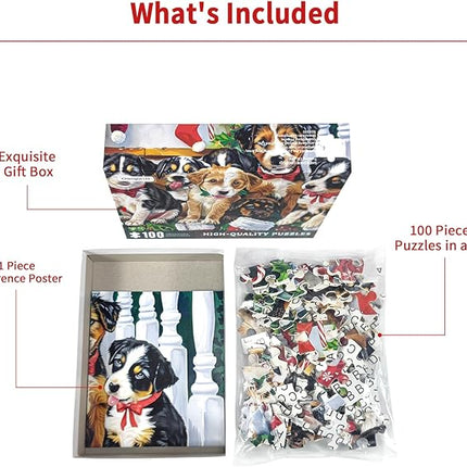 Christmas Puzzle 100 Piece Puzzles For Kids Christmas Dogs Puzzle 100 Piece Puzzle Christmas Puppies Puzzles 100 Piece Puzzles For Adults Christmas Puzzles Puppies 100 Piece Puzzles For Kids Ages 6-10