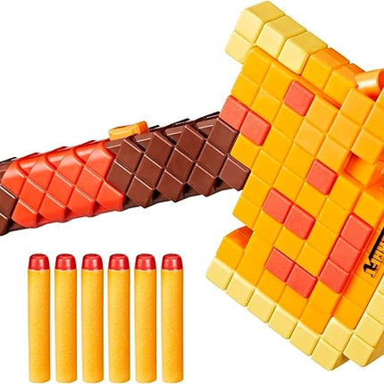 Nerf Minecraft Firebrand, Dart Blasting Axe, 6 Nerf Elite Foam Darts, Design Inspired by Minecraft Axe in The Game, Pull Down Priming, Minecraft Toys