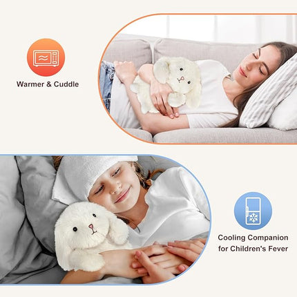 Bunny Stuffed Animal, Microwavable Heating pad for Anxiety Relief, Rabbit Plush for Bedtime, Cuddle, Companion, Warmer plushies, Stress Relief Packages for Women & Girls, Unscented, 8inch, 1.3 lbs
