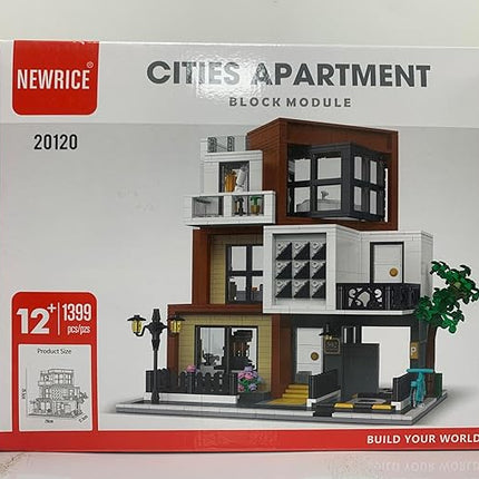 Modern Villas Architecture Building Kit with LED Lights,3 Levels Villas Apartment Building Blocks Toy,for 12+Year Teen,Adul（1399 Pieces）