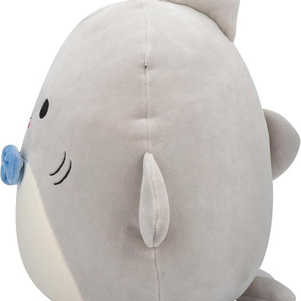 Squishmallows SQCR05379 7.5-Inch-Gordon The Grey Shark with Blue Bowtie, Multicolour