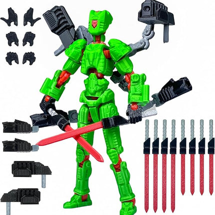 Assembly Completed T13 Action Figure，T13 mision 13 figuras originales 3D Printed Toys Nova 13 Action Figures Desktop Decorations for Game Lovers Toy (Green, 5.5 Inch)