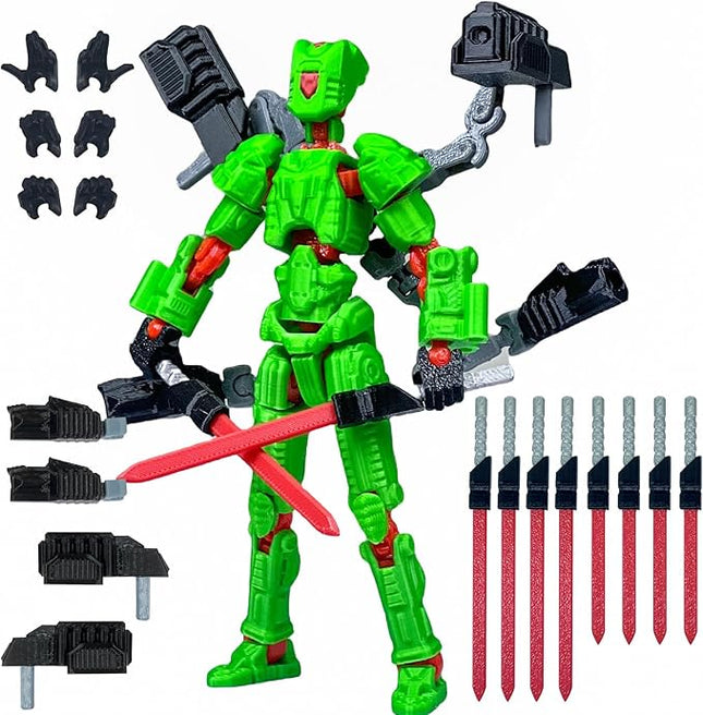 Assembly Completed T13 Action Figure Set，T13 mision 13 figuras originales 3D Printed Toys Nova 13 Action Figures Desktop Decorations for Game Lovers Toy (Green, 8 Inch)