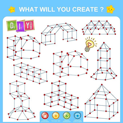 SpringFlower Fort Building Kit for Kids,STEM Construction Toys, Educational Gift for 3 4 5 6 7 8 9 10 11 12 Years Old Boys and Girls,Ultimate Creative Set for Indoor & Outdoors Activity,100 Pcs