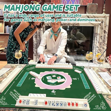 Mahjong Mat, Non-Slip Noise Reduction Mahjong Mat for Mahjong Table, Game Mat Suitable for Mahjong, Card Games, Board Games, 32 in * 32 in Game Mat, Can Be Stored in Our Storage Bag (Green)
