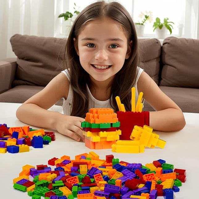 Building Bricks 1000 Pieces in Rainbow Colors, Classic Generic Building Blocks Toy for Boys & Girls, Educational Building Toys for Classroom, School, Toys for Kids Aged 4+