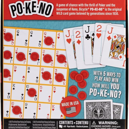 Bicycle Pokeno Card Game Set with Deck, Scoreboards & Chips, Poker meets Keno, Fun Party Game and Family Game Night Favorite, Ages 6+