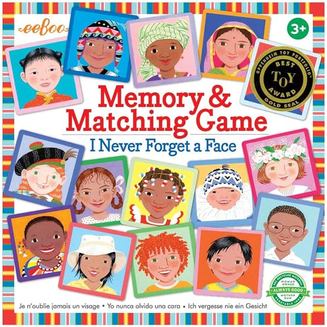 eeBoo: Memory and Matching Game- I Never Forget a Face- 24 Pairs, Develops Recognition, Concentration, Memory & Social Skills, Age 3+