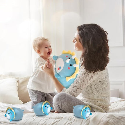 Dinosaur Plush Stuffed Animals Triceratops Dino Plushie with 4 Babies Plushies Gifts for Kids Him Her Girlfriend Boyfriend