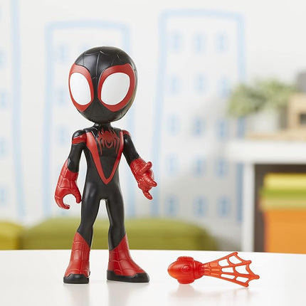 Spidey and His Amazing Friends 9-inch Supersized Miles Morales: Spider-Man Action Figure with Poseable Head and Arms, Web Accessory, for Kids Ages 3 and Up