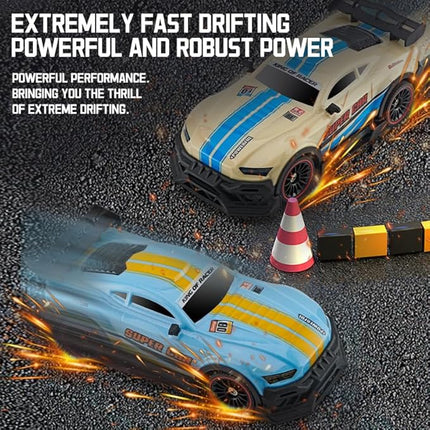 Color-Changing Remote Control Car with Dual Control, 6-Channel 2.4GHz RC Drift Cars with Lights, 2 Tire Sets & 4 Cones, High Speed Racing Toy for Boys, Birthday Gifts for Kids (B: Yellow-Pink)