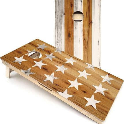 USA Large Stars & Stripes Faded All-Weather Cornhole Boards - Regulation Size Weatherproof Cornhole Game - Official ACA, ACL Tournament Set