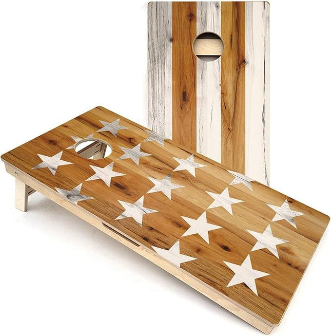 USA Large Stars & Stripes Faded All-Weather Cornhole Boards - Regulation Size Weatherproof Cornhole Game - Official ACA, ACL Tournament Set