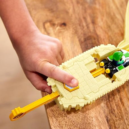 Hot Wheels Mario Kart Track Set & Toy Car, Thowmp Ruins Playset with Luigi Kart Vehicle & Pull-Back Launcher