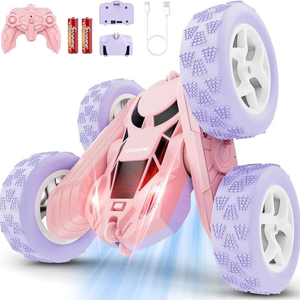 RC Stunt Car Remote Control Cars with Lights Double-Sided Driving Indoor Outdoor Toys Gifts Presents for 6 7 8 9 10 11 12 Year Old Kids Boys Girls