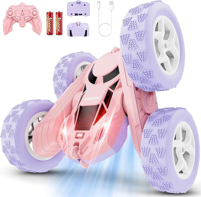 RC Stunt Car Remote Control Cars with Lights Double-Sided Driving Indoor Outdoor Toys Gifts Presents for 6 7 8 9 10 11 12 Year Old Kids Boys Girls