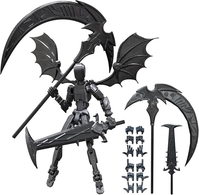 Assembled T13 Robot Set, 3D Printed Titan 13 Action Figure, Lucky 13 Collectors Desktop Decoration, Black