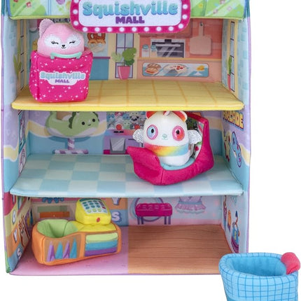 Squishville Squishmallows Mall-Two 2-Inch Mini Plush Characters,Themed Play Scene,4 Accessories (Shopping Bag/Cart,Cash Register,Arcade Machine)-Amazon Exclusive