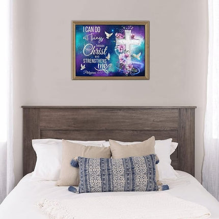 Christian Jigsaw Puzzles 500 Pieces for Adults, Shining Cross & Philippians 4:13 Bible Verse, Uplifting Religious Wooden Puzzle, Faith-Based Gift