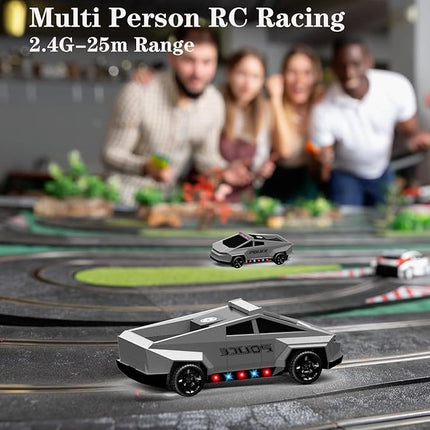 RC Remote Control Car Cybertruck Toy, Police Car Toy 2.4GHz, LED Lights, 2 Rechargeable Batteries, Ideal Gift for Boys Girls Ages 3+ Years
