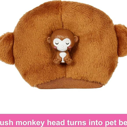 Barbie Cutie Reveal Fashion Doll, Jungle Series Monkey Plush Costume, 10 Surprises Including Mini Pet & Color Change