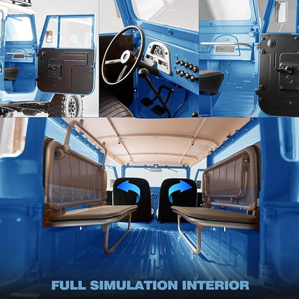 BEEZRC FMS 1/10 RC Crawler FJ40 Toyota Licensed RS 4WD 2.4G Model Rc Car Hobby 4x4 RC Rock Crawler Offroad RC Truck Remote Control Car with Transmitter for Adults (Blue) FMS11035RSBU