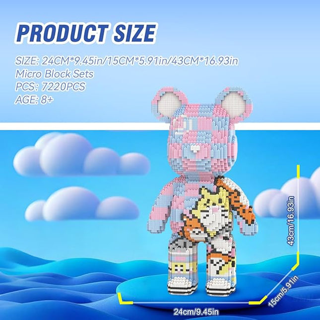 DAHONPA Animal Graffiti Cat Bear Micro Building Blocks Set (7220 Pieces) with Storage Drawer, Gift for Adults and Kids