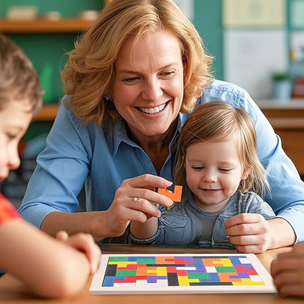 3 otters Wooden Blocks Puzzle 2 Set Russian Brain Teaser Tangram Intelligence Toys STEM Montessori Educational Gift for Kids Stocking Stuffers