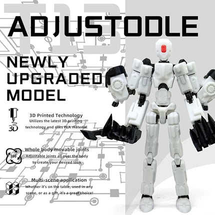 8Inch T13 Action Figure Assembly Completed,3D Printed Multi-Jointed Movable Toy Nova 13 Action Figures Desktop Decorations for Game Lovers Toy (White)