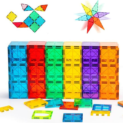 Gemmicc Magnetic Tiles, Magnet Toys Building Blocks for Kids, STEM Approved Educational Toys, Magnet Puzzles Stacking Blocks for Boys Girls,55 PCS Starter Set