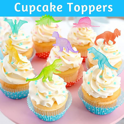 16PCS Glow in Dark Mini Dinosaur Figures for Kids Birthday Party Favors Supplies Dino Cupcake Topper Decoration Goodie Treat Bag Stuffers Pinata Fillers Treasure Carnival Prizes Valentines Day Gifts