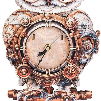3D Wooden Puzzles for Adults Mechanical Owl Clock - Model Building Kit for Men Women Clock Puzzle Creative Craft Gift Home Deco for DIY Enthusiasts, Brain Teaser Building Set for Adults (Owl)