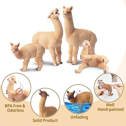 Toymany 8PCS Realistic Alpaca Figurines Llama Figures - Plastic Forest Jungle Animal Figurines, Christmas Birthday Toy Gift for Kids Boys Girls