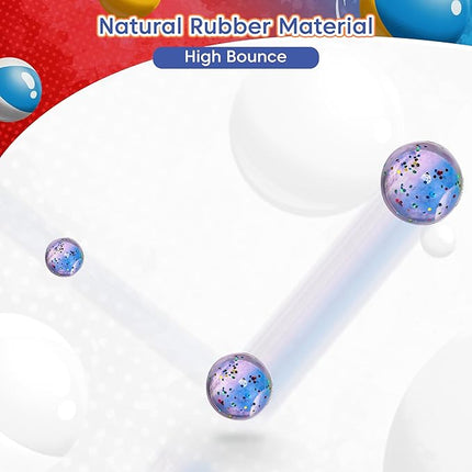 Pllieay 30 Pieces Bouncy Balls for Kids, 32mm Bouncy Ball Bulk Assorted Rubber Balls with Storage Bag for Party Favors, Birthday Gift and Class Prizes (6 Styles)