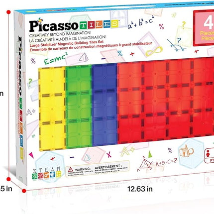 PicassoTiles Magnetic Building Block Tiles Supersize Stabilizer Base Toy Large Size Magnet Tile Plate Jumbo XL Add On Durable Foundation Compatible Education Construction STEM Learning Stacking Set