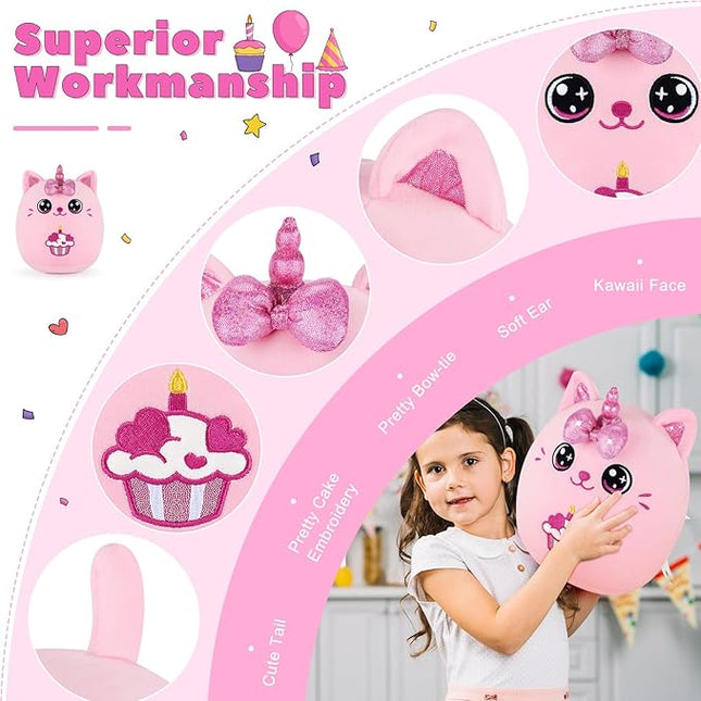 Auspicious beginning Birthday Gift Unicorn Cat Plush Toys-11'' Pink Unicorn Cat Anime Plush-Kawaii Birthday Pink Gifts Plushies Stuffed Animals Cute Plushies, Pillow Plushie Gifts for Kids