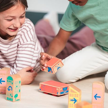 Cody Block U-Turn Expansion Set, Educational Wooden Building Blocks and Car STEM Toys for Preschool Kids Ages 3+