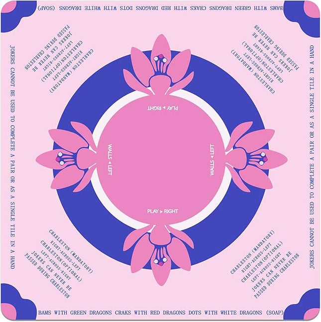 Mahjong Mat for Table with Rules, 32 Inch Non-Slip & Noise Reduction Gaming Mat, Comes with Storage Bag Mahjong Mat for Mahjong, Cards, and Board Games