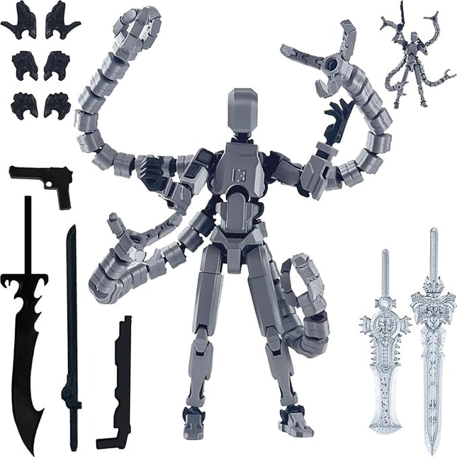 Already Assembled T13 Action Figure Accessories,T13 Multi-Jointed Movable,for Collectors Desktop Decorations t-13 Movability 3D Printed Toys (Gray)