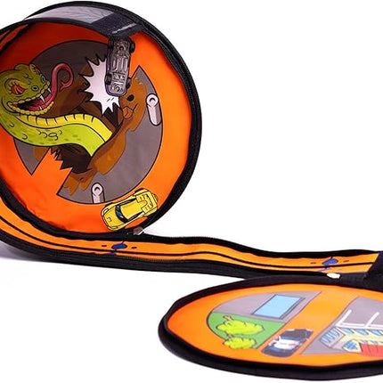 Hot Wheels Tara Toy: ZipBin Wheelie Track Pack - Unzips Into A Racetrack Mat, Holds 100 Toy Cars, Storage & Play, Circle Tire Design, Kids Ages 3+