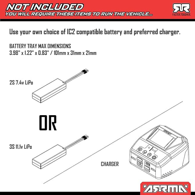 ARRMA RC Truck Mojave GROM 4X4 223S BLX BRUSHLESS Small Scale Desert Truck RTR (Battery and Charger Not Included) with DSC, Black, ARA2304T1