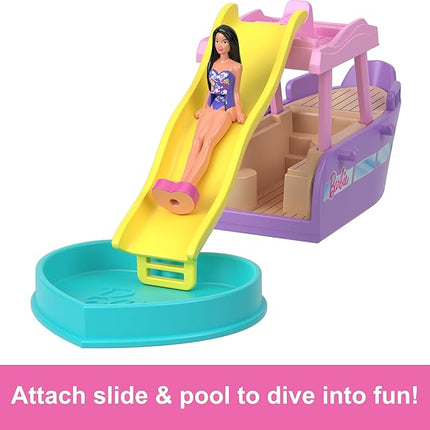 Barbie Mini BarbieLand Playsets with Toy Vehicle & 1.5-inch Doll, Dream Boat with Color-Change Surprise