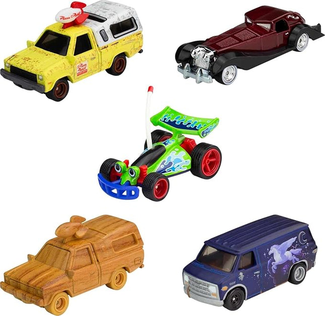 Hot Wheels Disney Pixar Cars Bundle, Set of 5 Premium 1:64 Scale Toy Vehicles in Collectable 100th Anniversary Box