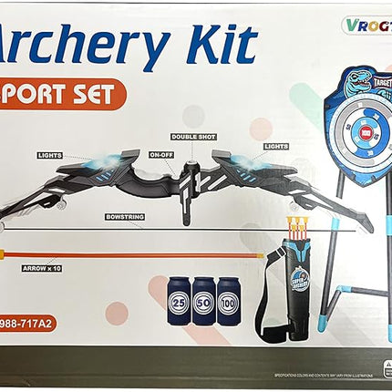 Kids LED Standing Archery Set with Bow & Arrows – Outdoor Sports Toy Gift for Boys & Girls Ages 4-12, Safe & Fun Target Practice Game, Blue