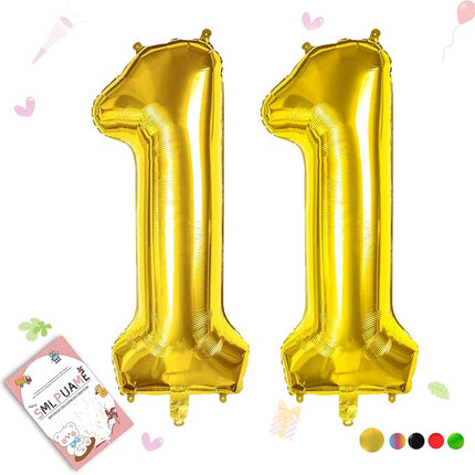 Smlpuame 40 inch Number Balloon 0-9 Gold Large Number 11 Balloons,Digital Balloons for Birthday Party Celebration Decorations Supplies, Helium Foil Number Balloons for Wedding Anniversary