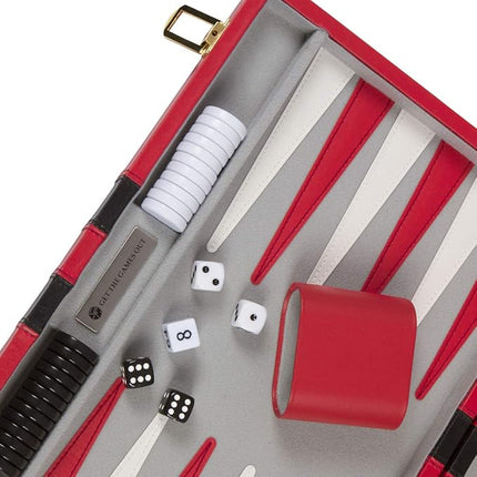 Get The Games Out Backgammon Set, Classic Board Game Case, 2 Players, Includes Strategy & Tip Guide, Perfect for Parties and Family Game Nights - Small, Red